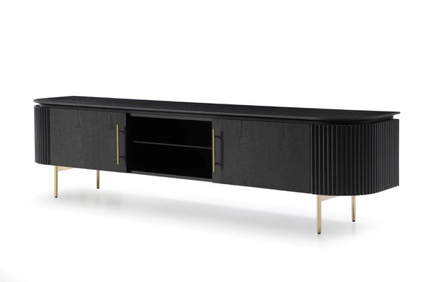 Lantine TV Unit - Black Oak & Brass - Tommy Franks