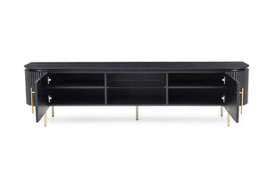 Lantine TV Unit - Black Oak & Brass - Tommy Franks