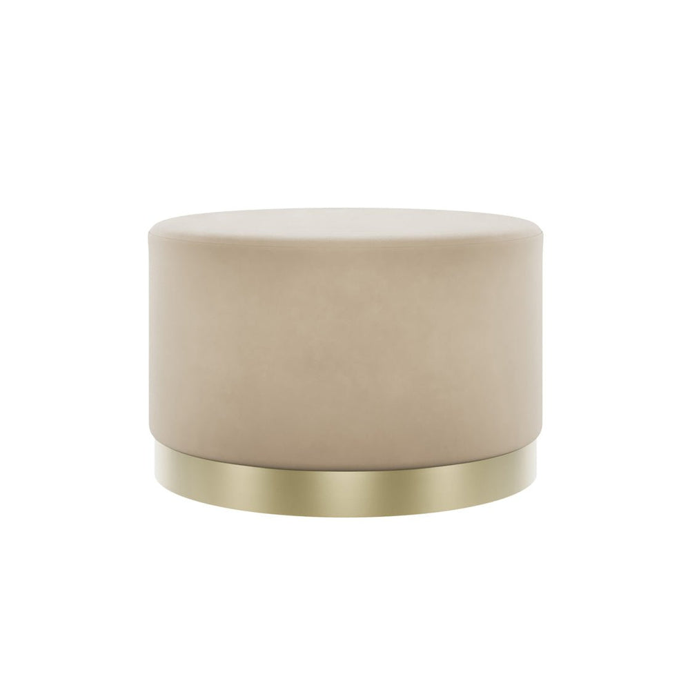 Lara Pouffe Beige Velvet & Brushed Gold Small - Canwell Interiors Limited - Canwell