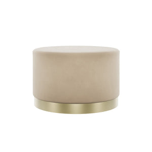 Lara Pouffe Beige Velvet & Brushed Gold Small - Canwell Interiors Limited - Canwell