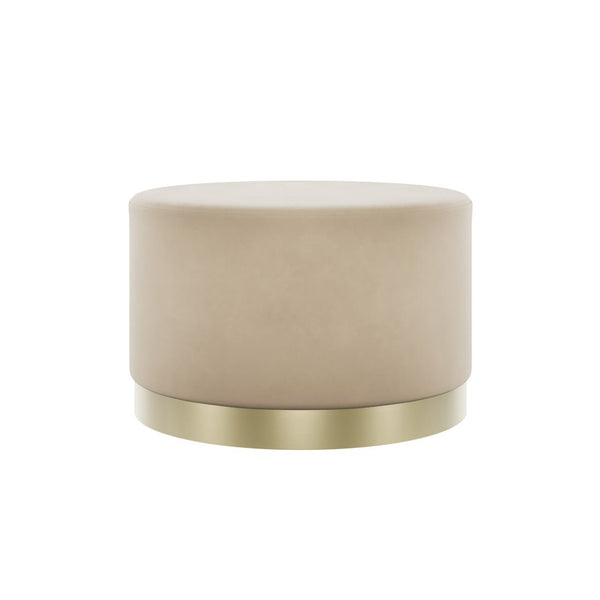 Lara Pouffe Beige Velvet & Brushed Gold Small - Canwell Interiors Limited - Canwell