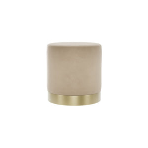 Lara Pouffe Beige Velvet & Brushed Gold Small - Canwell Interiors Limited - Canwell