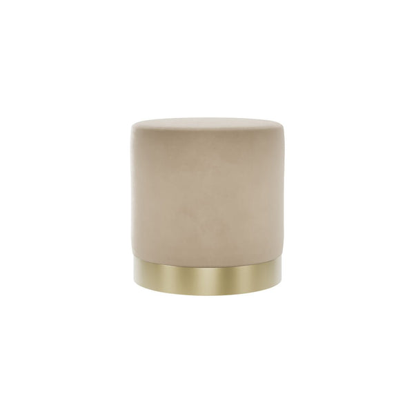 Lara Pouffe Beige Velvet & Brushed Gold Small - Canwell Interiors Limited - Canwell