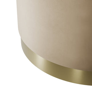 Lara Pouffe Beige Velvet & Brushed Gold Small - Canwell Interiors Limited - Canwell