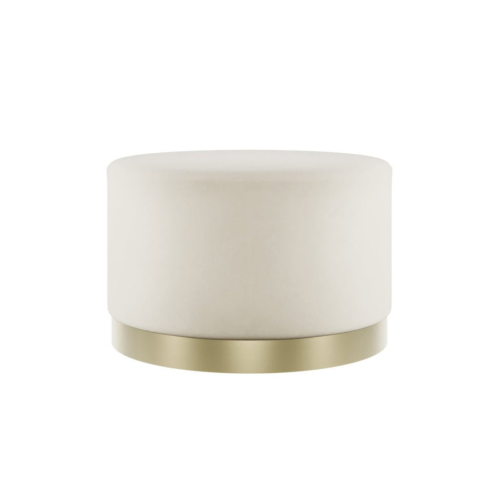 Lara Pouffe Cream Velvet & Brushed Gold Small - Canwell Interiors Limited - Canwell