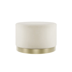 Lara Pouffe Cream Velvet & Brushed Gold Small - Canwell Interiors Limited - Canwell