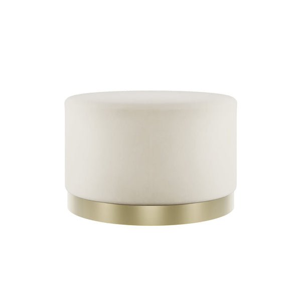 Lara Pouffe Cream Velvet & Brushed Gold Small - Canwell Interiors Limited - Canwell