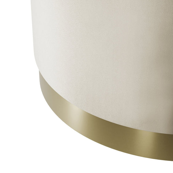 Lara Pouffe Cream Velvet & Brushed Gold Small - Canwell Interiors Limited - Canwell