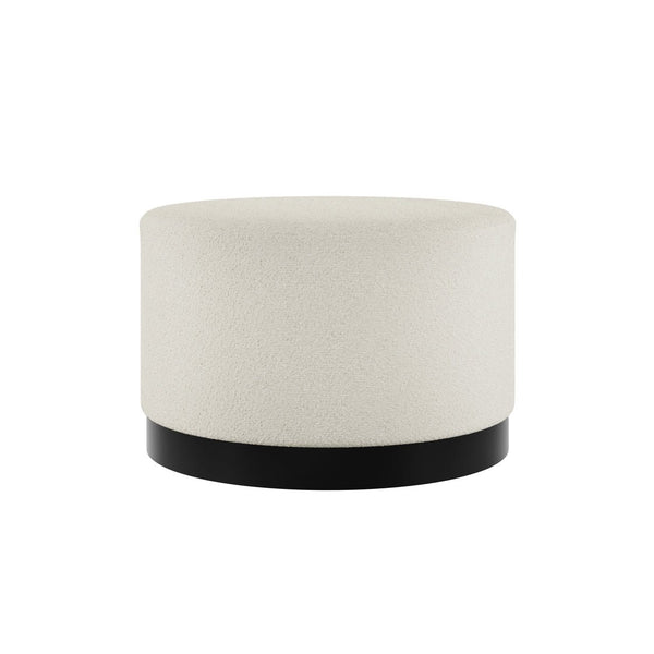 Lara Pouffe Ivory Boucle & Matte Black Large - Canwell Interiors Limited - Canwell