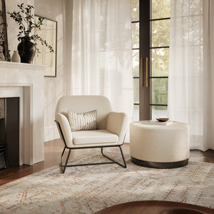 Lara Pouffe Ivory Boucle & Matte Black Large - Canwell Interiors Limited - Canwell