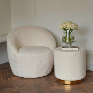 Lara Pouffe Ivory Boucle & Matte Black Large - Canwell Interiors Limited - Canwell