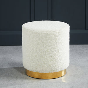 Lara Pouffe Ivory Boucle & Matte Black Large - Canwell Interiors Limited - Canwell