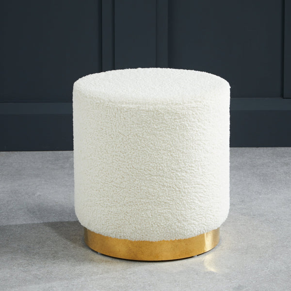 Lara Pouffe Ivory Boucle & Matte Black Large - Canwell Interiors Limited - Canwell
