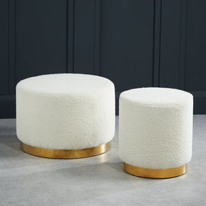 Lara Pouffe Ivory Boucle & Matte Black Large - Canwell Interiors Limited - Canwell
