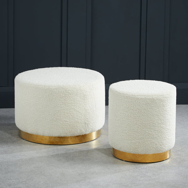 Lara Pouffe Ivory Boucle & Matte Black Large - Canwell Interiors Limited - Canwell