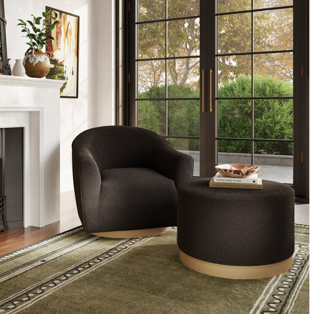 Lara Pouffe Ivory Boucle & Matte Black Large - Canwell Interiors Limited - Canwell