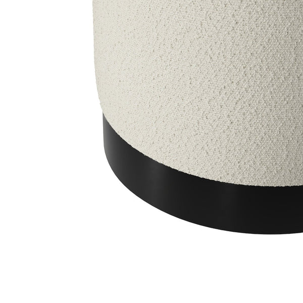 Lara Pouffe Ivory Boucle & Matte Black Large - Canwell Interiors Limited - Canwell