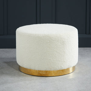 Lara Pouffe Ivory Boucle & Matte Black Large - Canwell Interiors Limited - Canwell