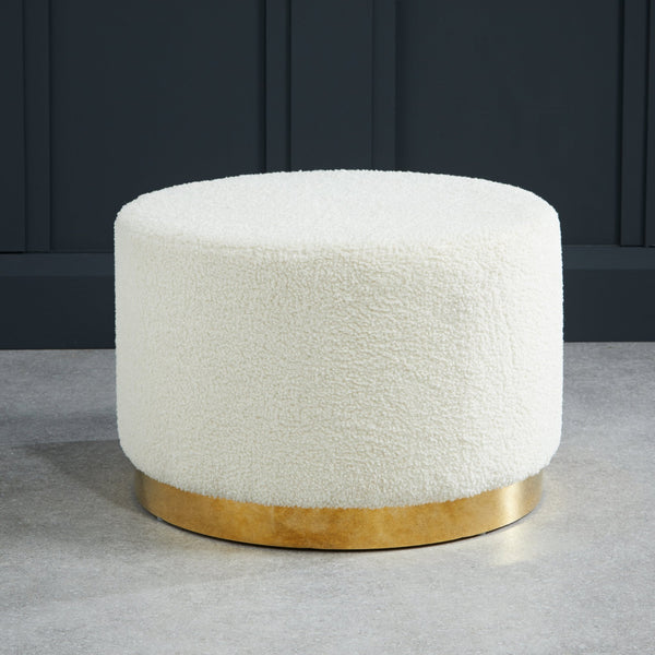Lara Pouffe Ivory Boucle & Matte Black Large - Canwell Interiors Limited - Canwell