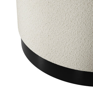 Lara Pouffe Ivory Boucle & Matte Black Large - Canwell Interiors Limited - Canwell