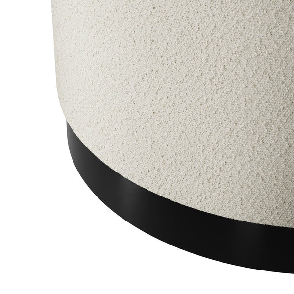 Lara Pouffe Ivory Boucle & Matte Black Large - Canwell Interiors Limited - Canwell