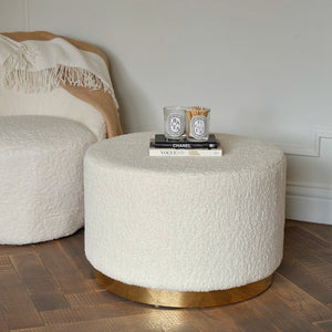 Lara Pouffe Ivory Boucle & Matte Black Large - Canwell Interiors Limited - Canwell