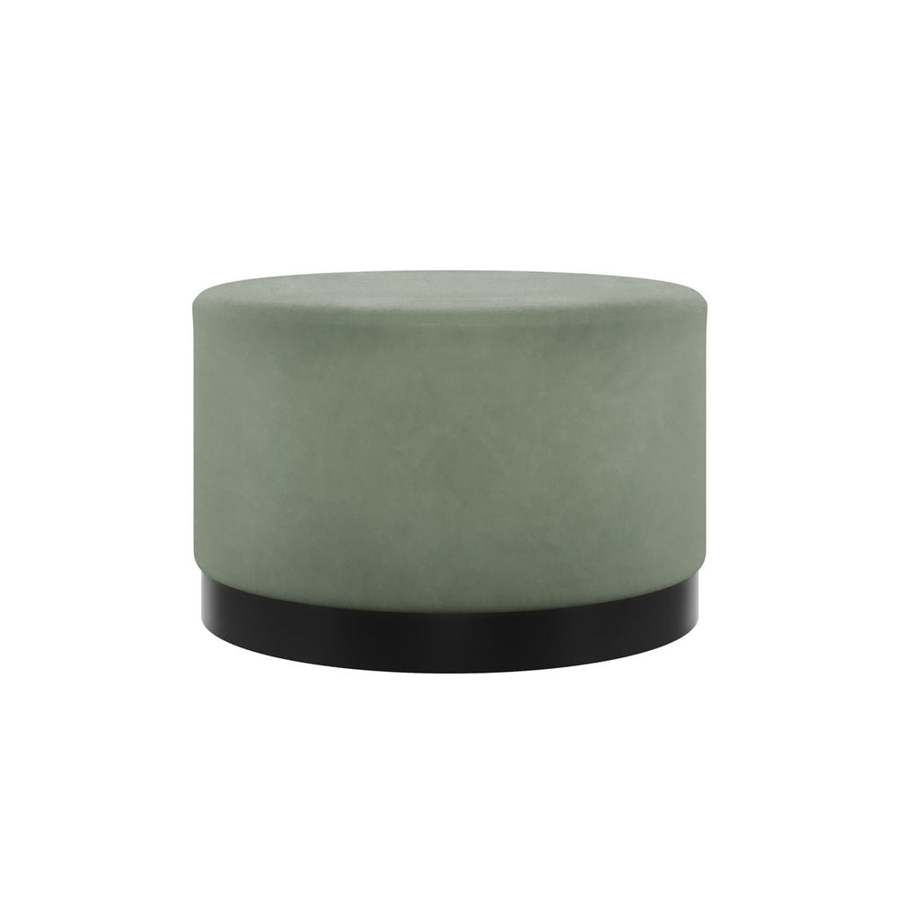 Lara Pouffe Sage Velvet & Matte Black Large - Canwell Interiors Limited - Canwell
