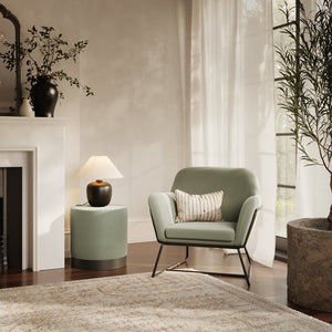 Lara Pouffe Sage Velvet & Matte Black Large - Canwell Interiors Limited - Canwell