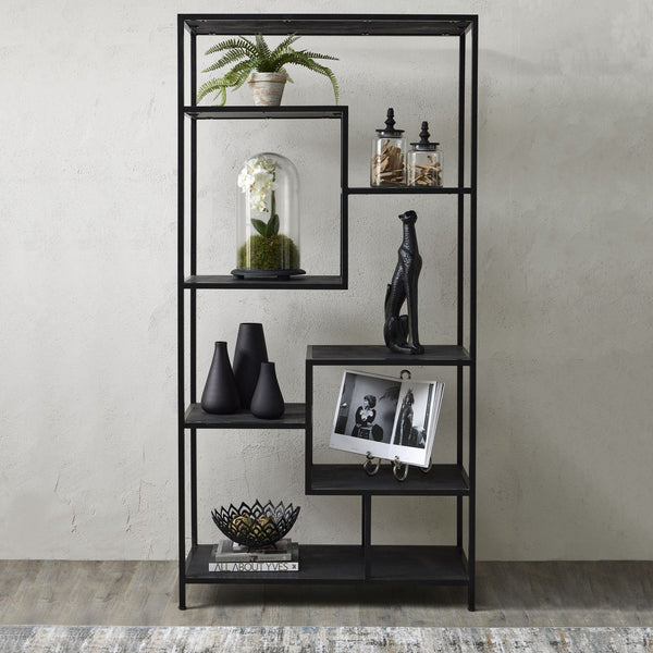 Large Black Multi Shelf Unit - Canwell Interiors Limited - Hills