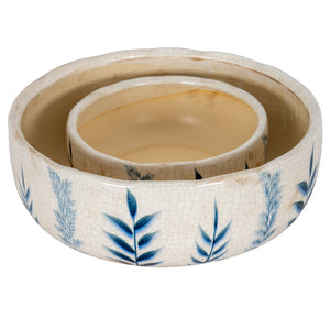Large Blue Flora Bowl Pot - Canwell Interiors Limited - Hills