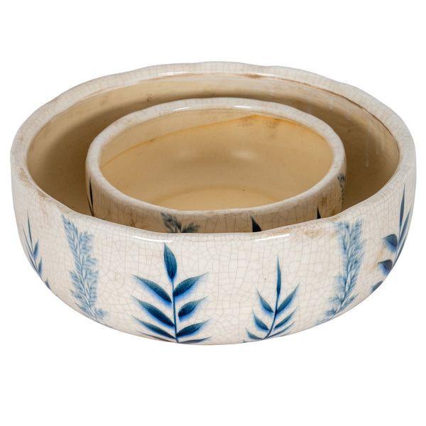 Large Blue Flora Bowl Pot - Canwell Interiors Limited - Hills