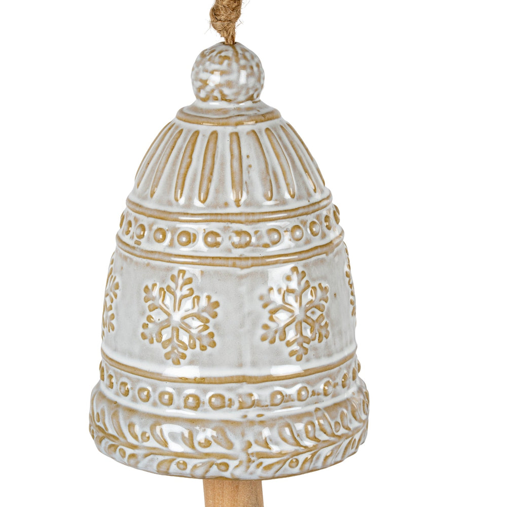 Large Ceramic Bell Tree Ornament With Snowflake Detail - Canwell Interiors Limited - Hills