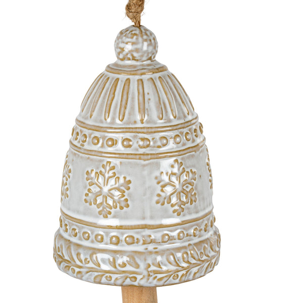 Large Ceramic Bell Tree Ornament With Snowflake Detail - Canwell Interiors Limited - Hills