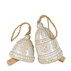 Large Ceramic Bell Tree Ornament With Snowflake Detail - Canwell Interiors Limited - Hills