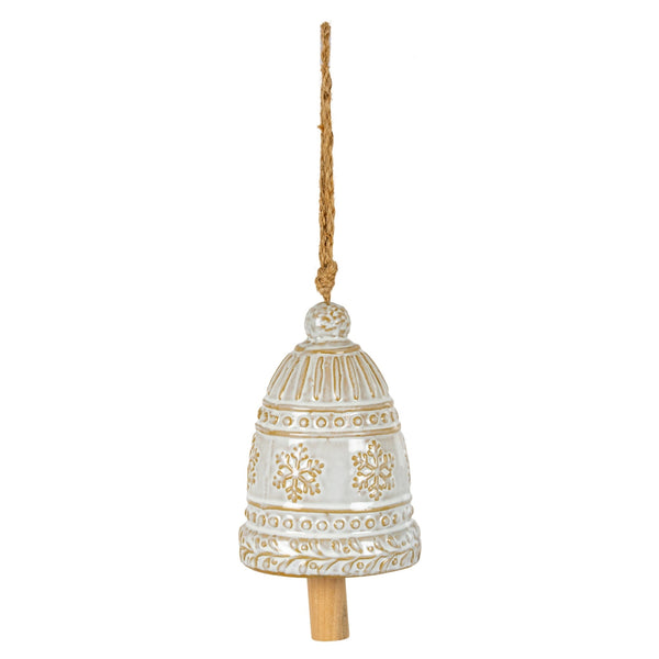 Large Ceramic Bell Tree Ornament With Snowflake Detail - Canwell Interiors Limited - Hills