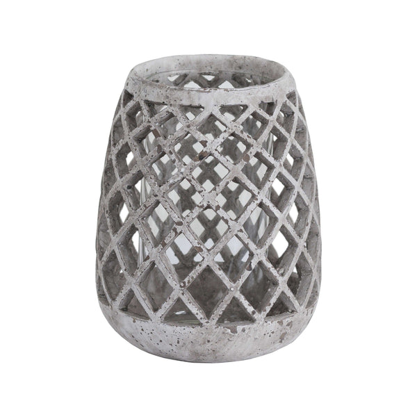 Large Conical Ceramic Lattice Hurricane Lantern - Canwell Interiors Limited - Hills