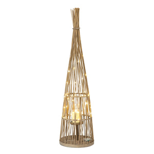 Large Conical Wicker Lantern with Glass Holder & LED Lights - Canwell Interiors Limited - Hills