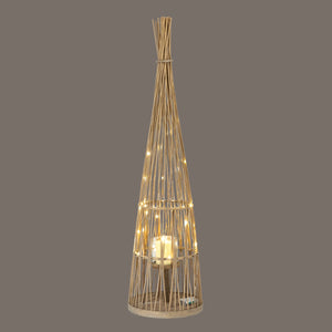 Large Conical Wicker Lantern with Glass Holder & LED Lights - Canwell Interiors Limited - Hills