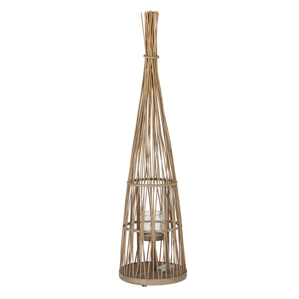 Large Conical Wicker Lantern with Glass Holder & LED Lights - Canwell Interiors Limited - Hills