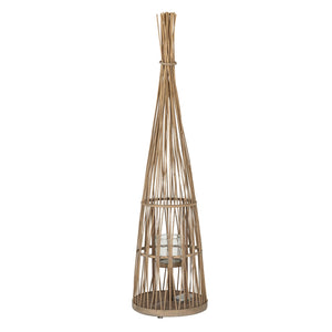 Large Conical Wicker Lantern with Glass Holder & LED Lights - Canwell Interiors Limited - Hills