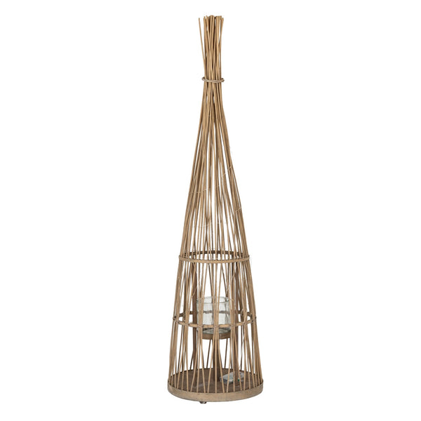 Large Conical Wicker Lantern with Glass Holder & LED Lights - Canwell Interiors Limited - Hills