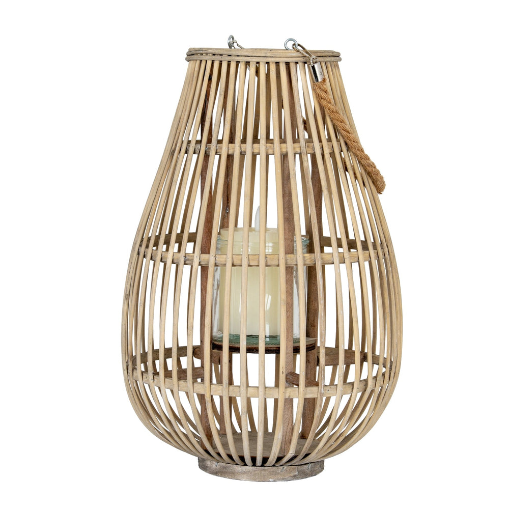 Large Ellipse Wicker Lantern with Glass Holder - Canwell Interiors Limited - Hills