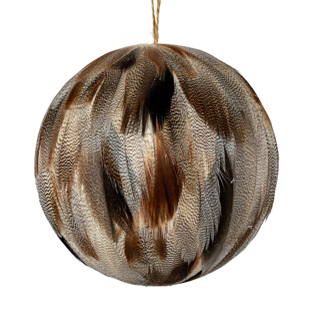 Large Fawn Feathered Bauble - Canwell Interiors Limited - Hills