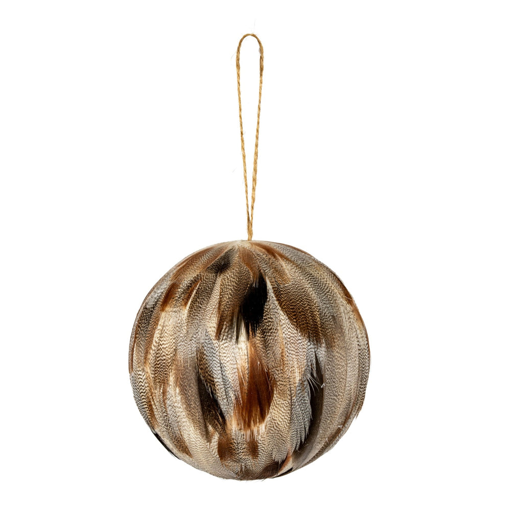 Large Fawn Feathered Bauble - Canwell Interiors Limited - Hills