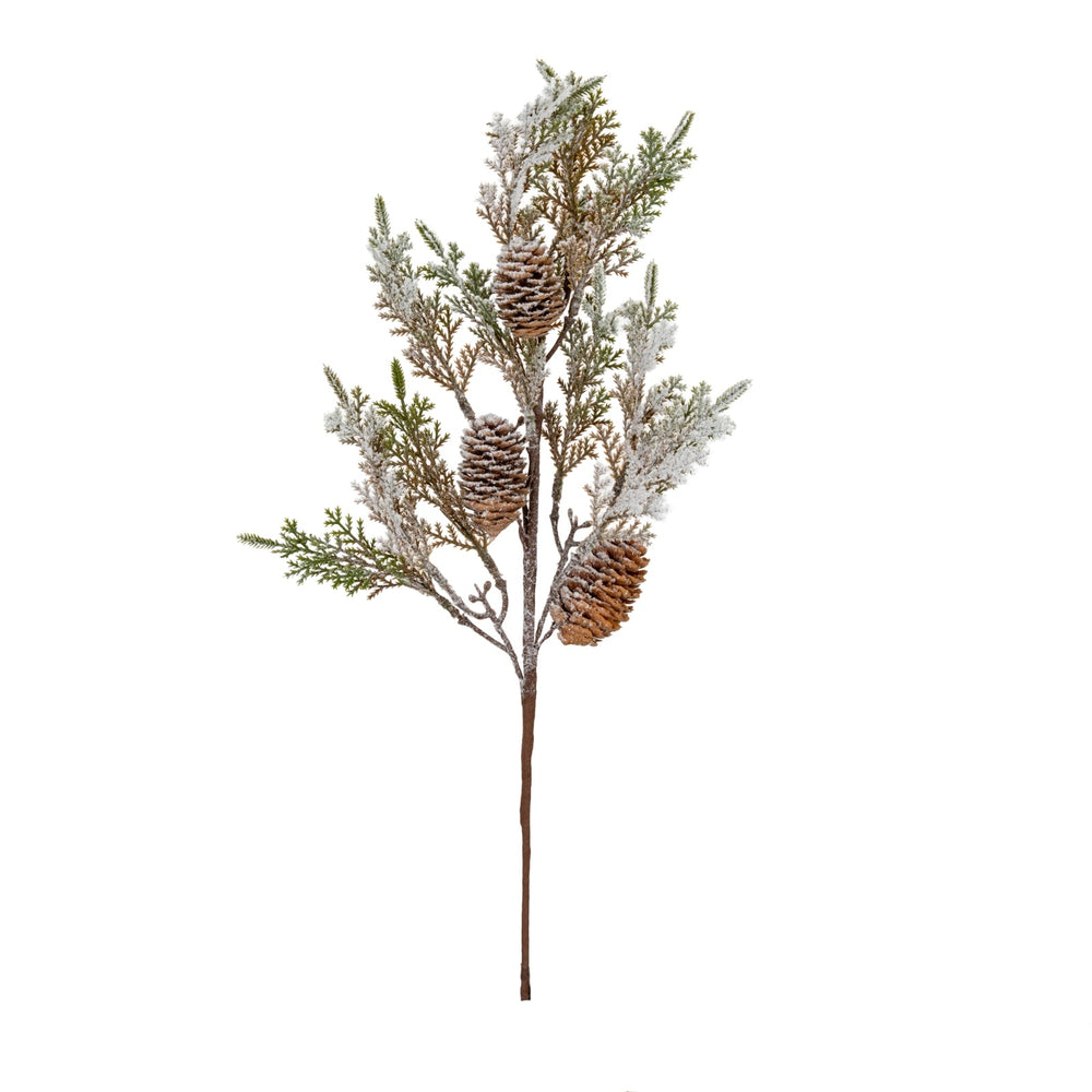Large Frosted Cypress Fir Branch Spray With Pinecones - Canwell Interiors Limited - Hills