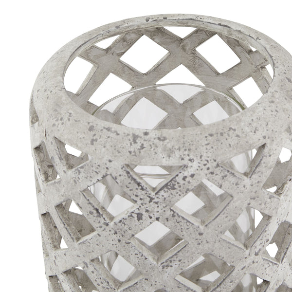 Large Grey Stone Effect Hurricane Lantern - Canwell Interiors Limited - Hills