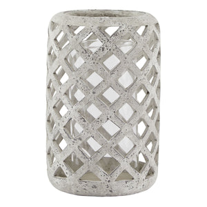 Large Grey Stone Effect Hurricane Lantern - Canwell Interiors Limited - Hills