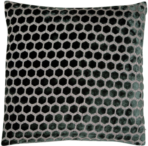 Large Hex Cut Velvet Pine Green 56x56 - Canwell Interiors Limited - Malini