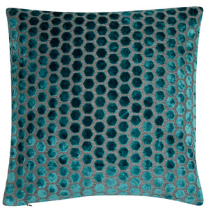 Large Hex Cut Velvet Teal 56x56 - Canwell Interiors Limited - Malini