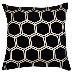Large Hexagon Cut Velvet Black 56x56 - Canwell Interiors Limited - Malini